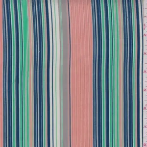 2 YD PC-Peach/Jade/Blue Stripe Peachskin Fabric