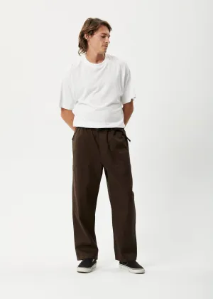 AFENDS Mens Cabal - Elastic Waist Relaxed Pants - Earth