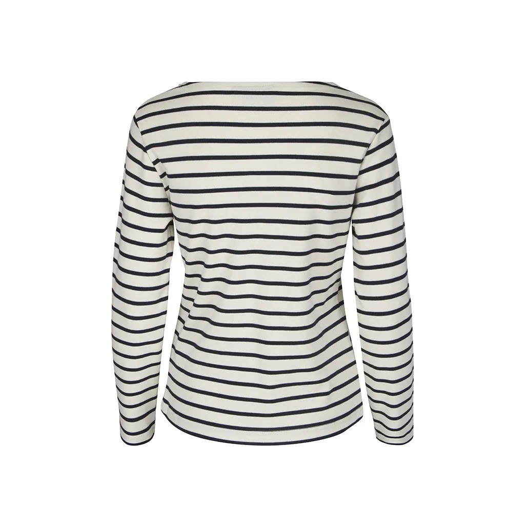 Antibes Striped Long Sleeve Tee - Ecru/SR Navy