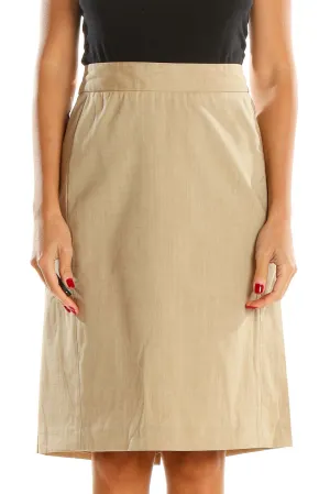 Beige Classic Pencil Skirt