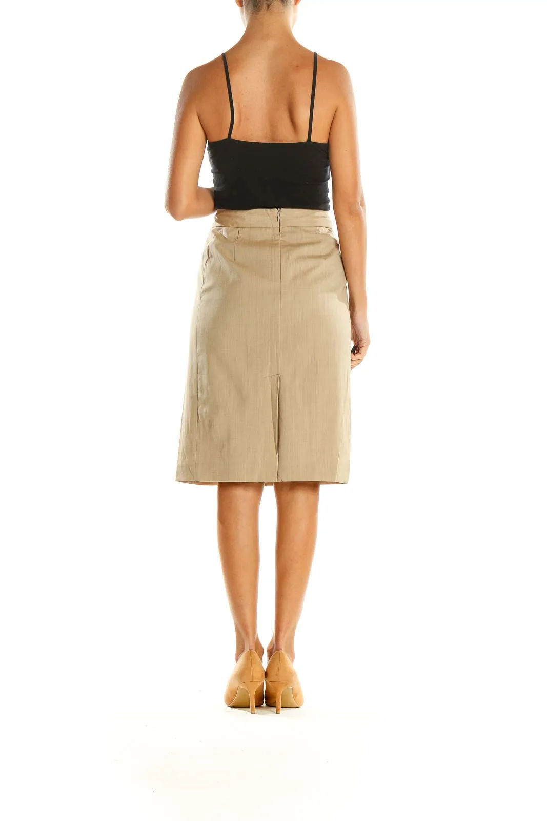 Beige Classic Pencil Skirt