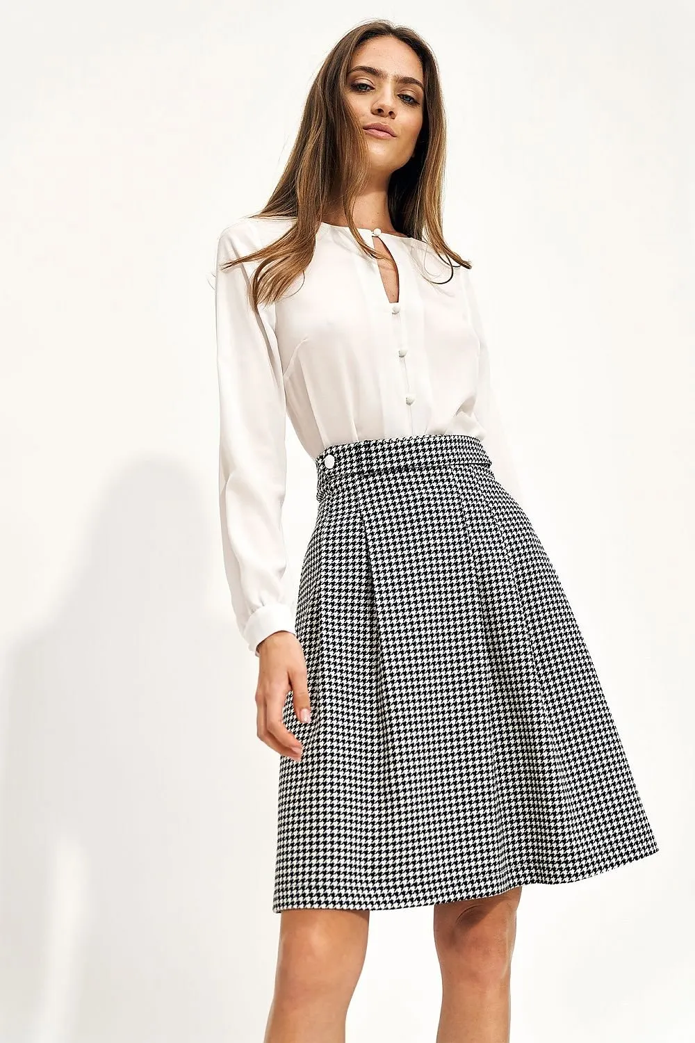 Belted High Waist Flared Skirt