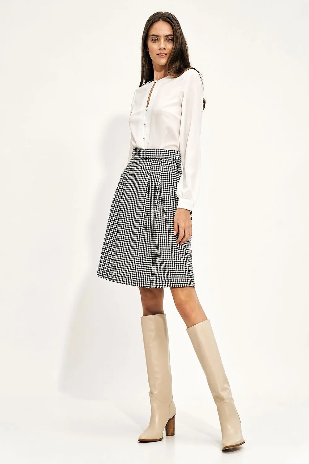 Belted High Waist Flared Skirt