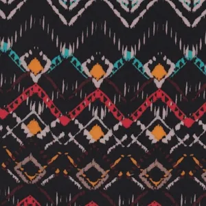 Black/Orange Multi Southwest Chevron Rayon Challis Fabric