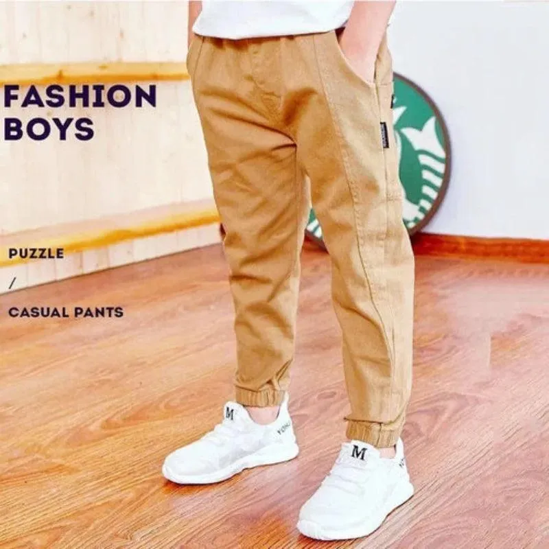 Boys Work Pants Spring Autumn Cotton Elastic Waist