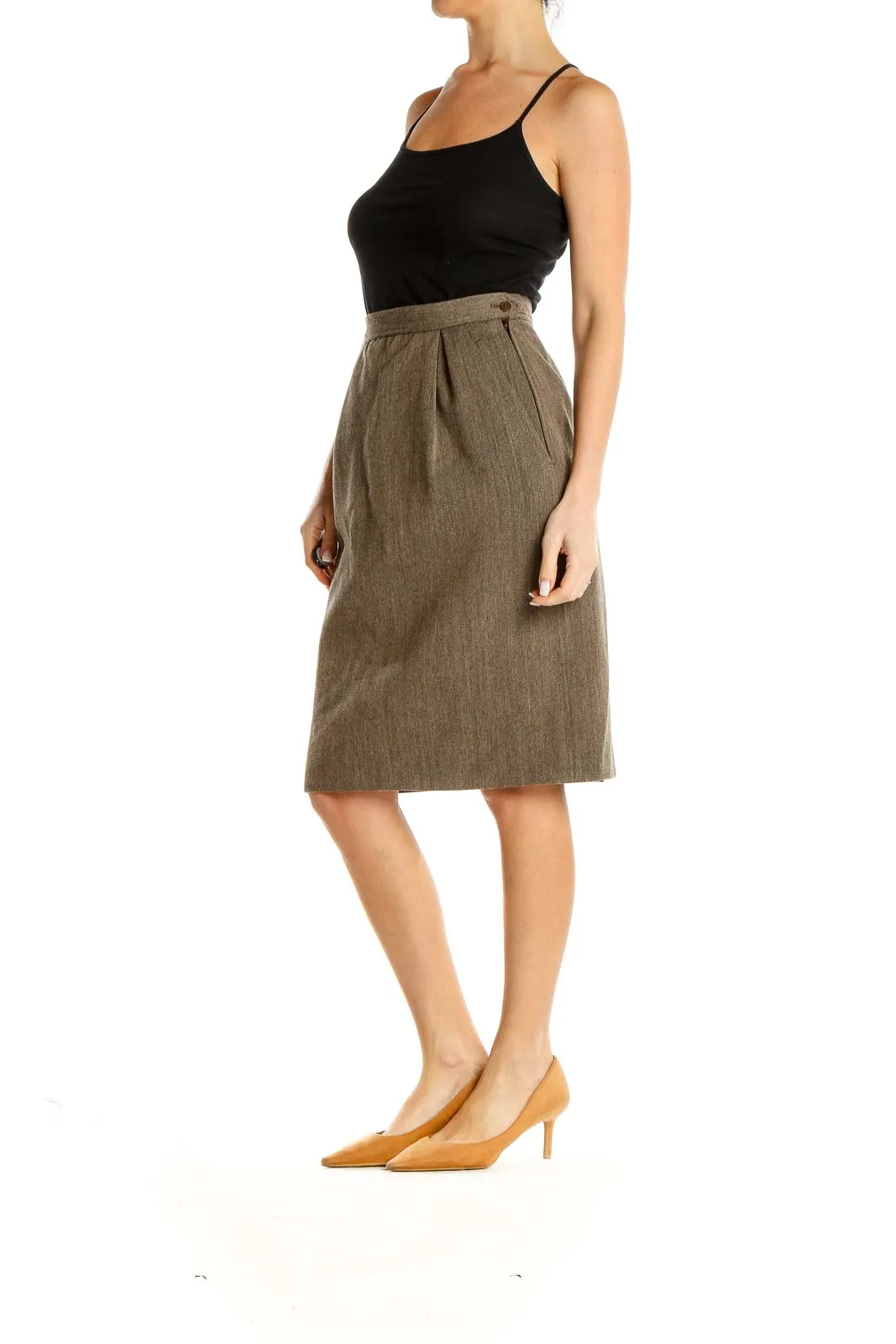 Brown Classic Pencil Skirt