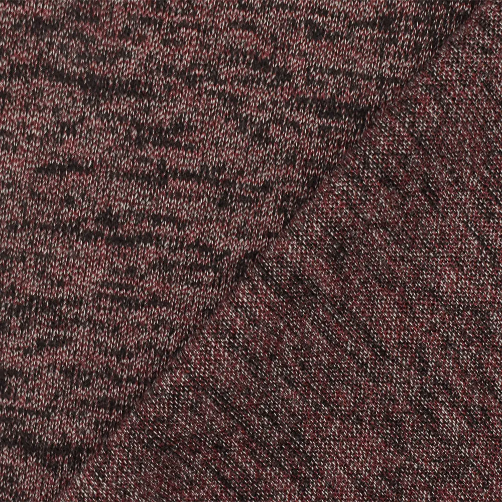 Burgundy Red-Black-White Slub Stretch Jersey Knit Fabric