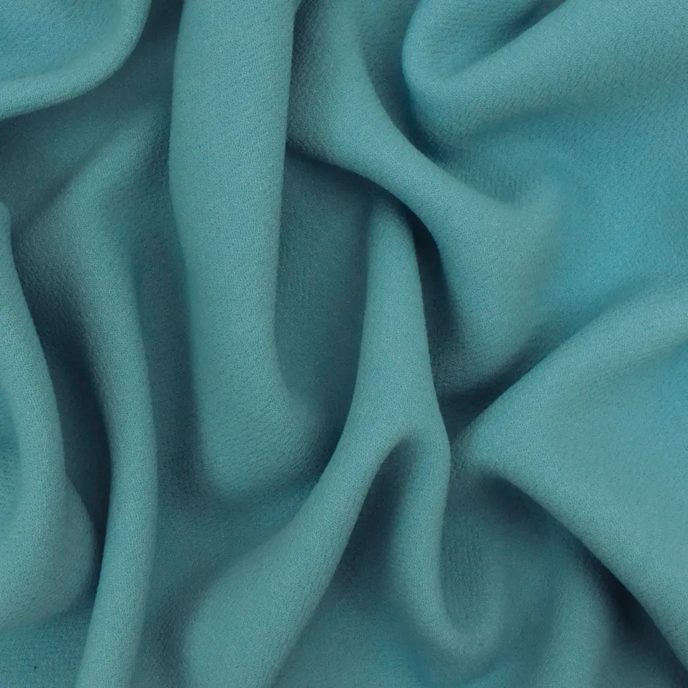 Carnation Blue Texture Polyester Double Weave Crepe Momie Woven Fabric