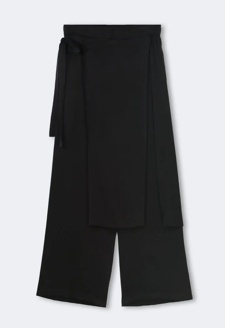 Choice Wrap Wide Leg Trousers Black