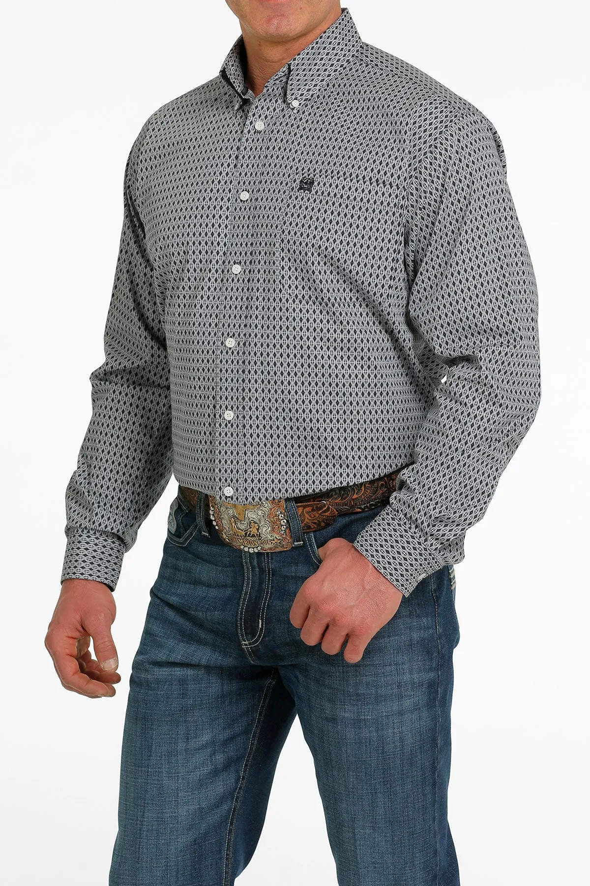 Cinch | Grey Print LS Classic Shirt