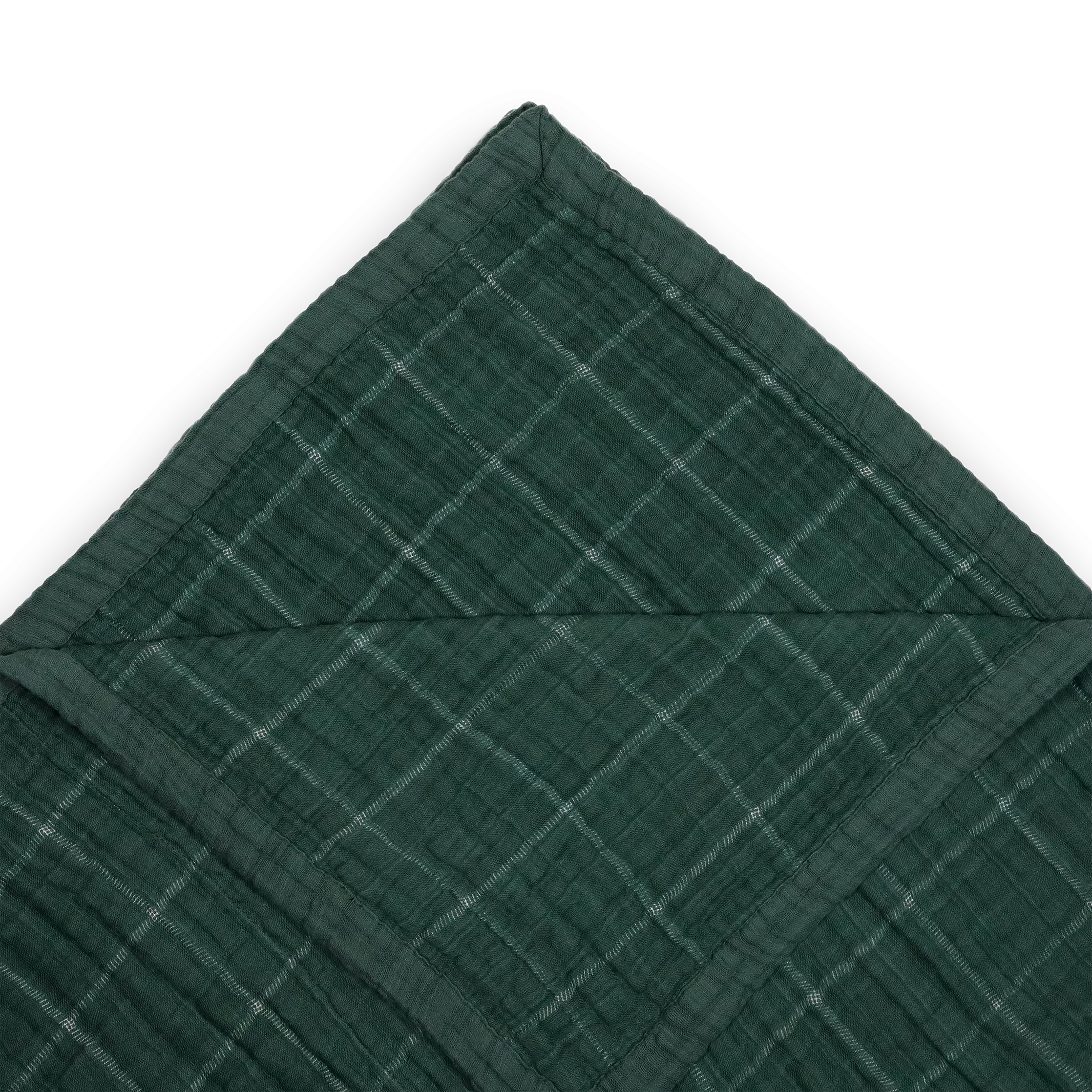 Cotton Muslin Quilted Throw - Evergreen Plaid