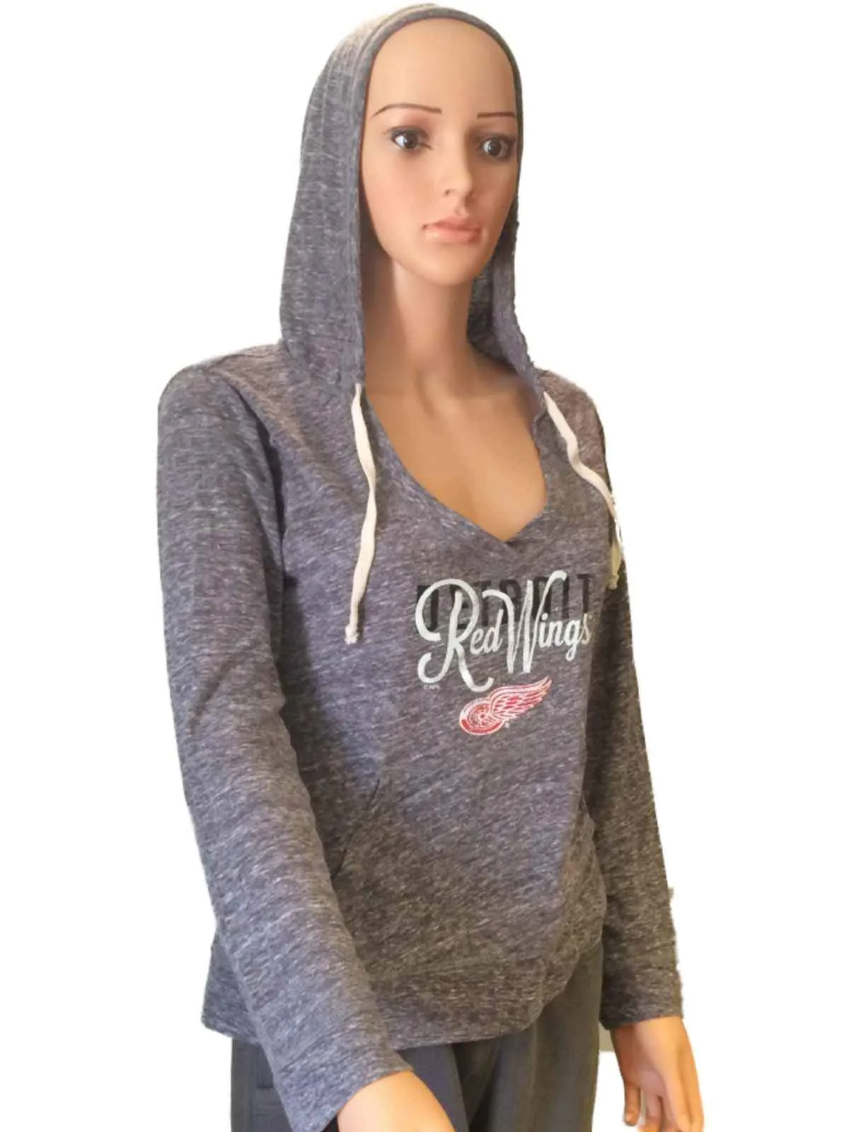 Detroit Red Wings SAAG Women Gray Lightweight Pullover Hoodie Sweatshirt