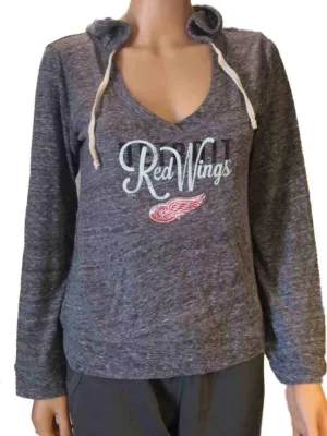 Detroit Red Wings SAAG Women Gray Lightweight Pullover Hoodie Sweatshirt