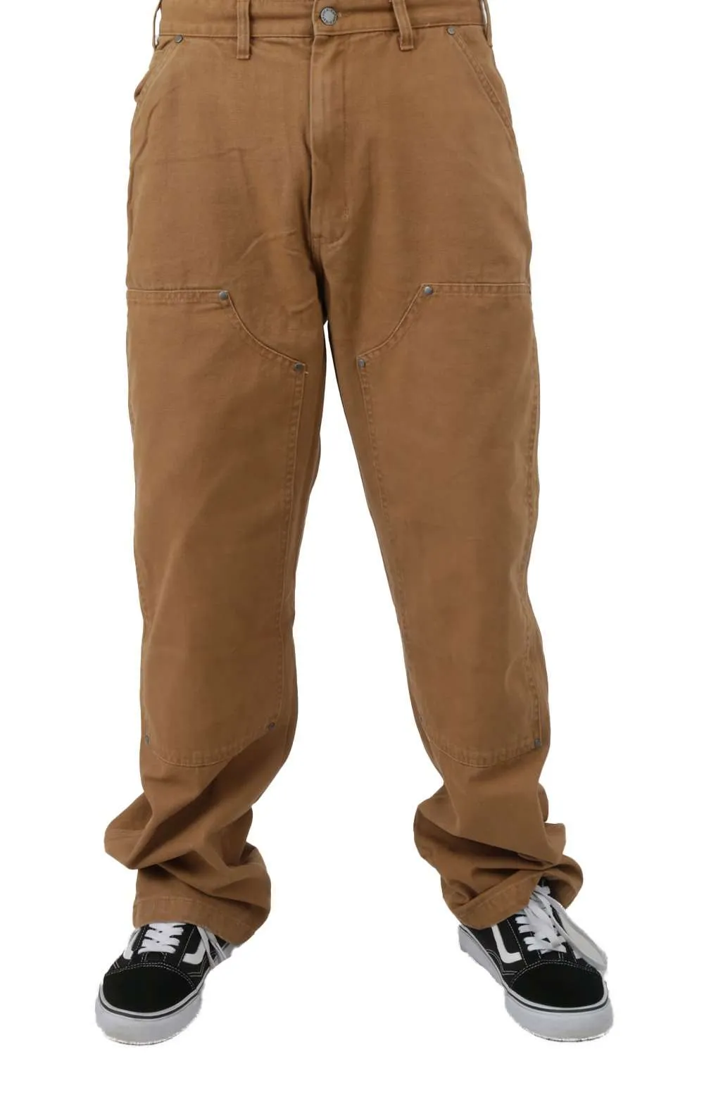 (DUR02SBD) Duck Double Front Pants - Stonewashed Brown Duck