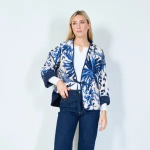 Elegant botanical print quilted jacket wholesale