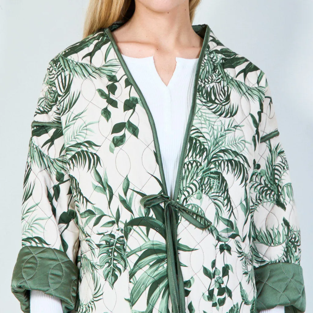 Elegant botanical print quilted jacket wholesale