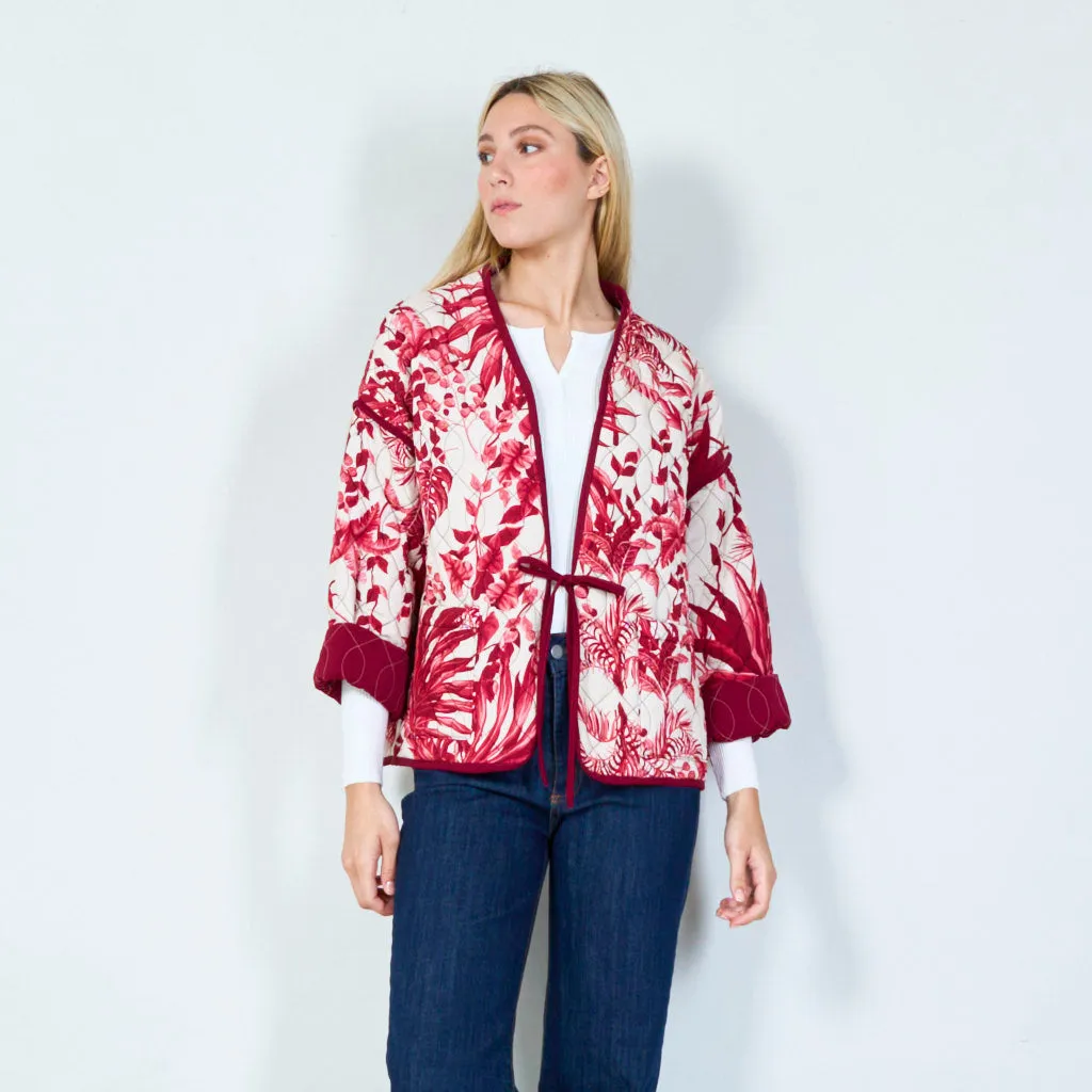 Elegant botanical print quilted jacket wholesale