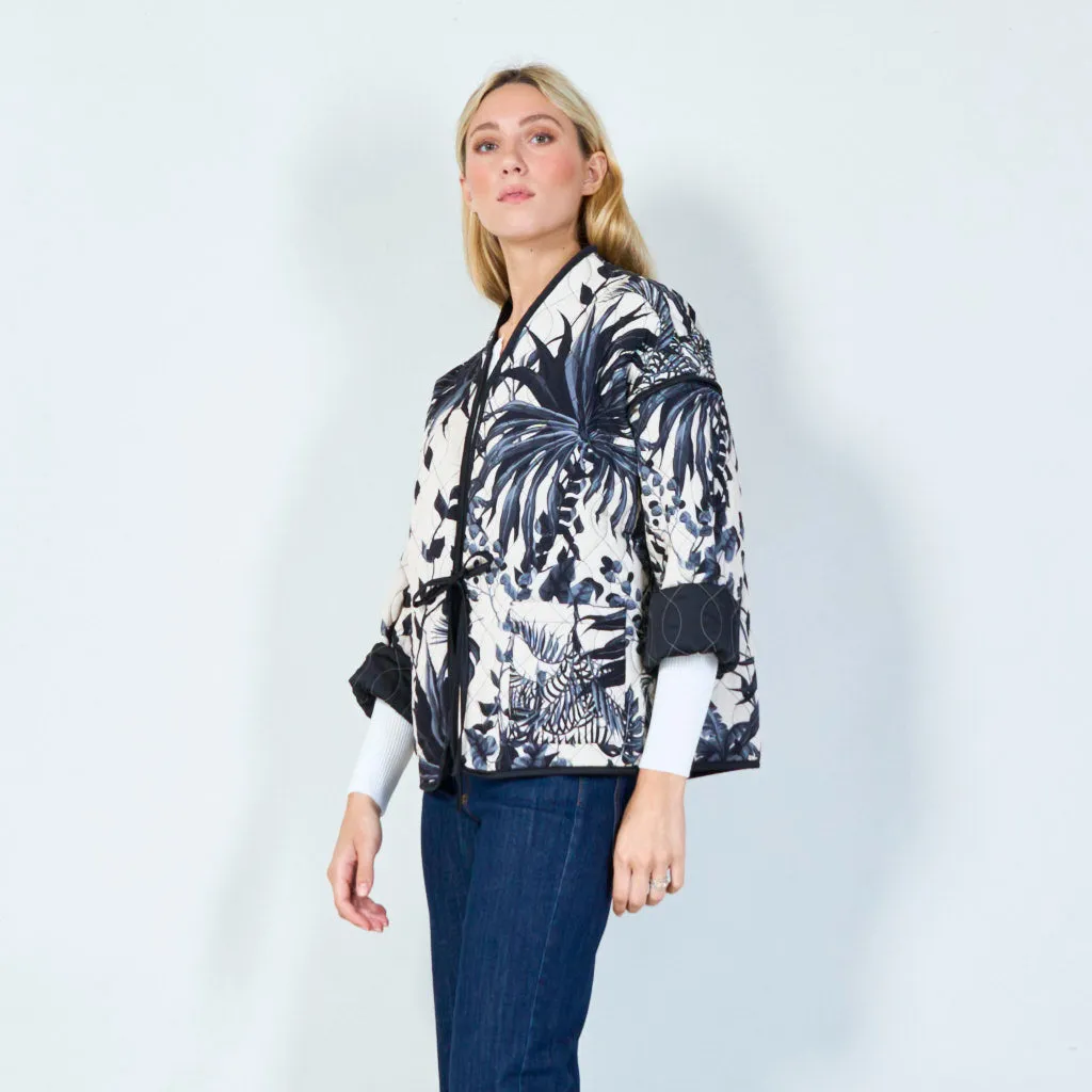 Elegant botanical print quilted jacket wholesale