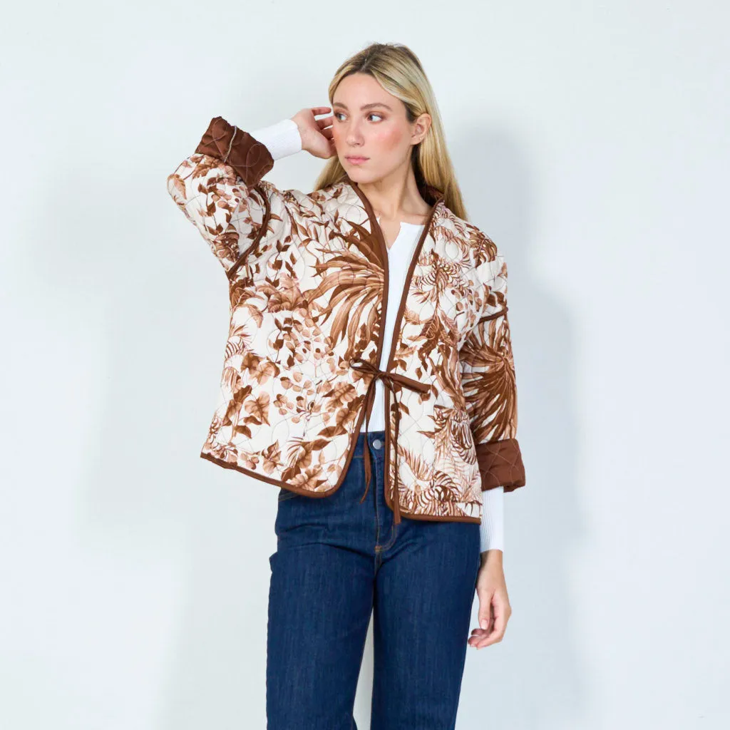 Elegant botanical print quilted jacket wholesale