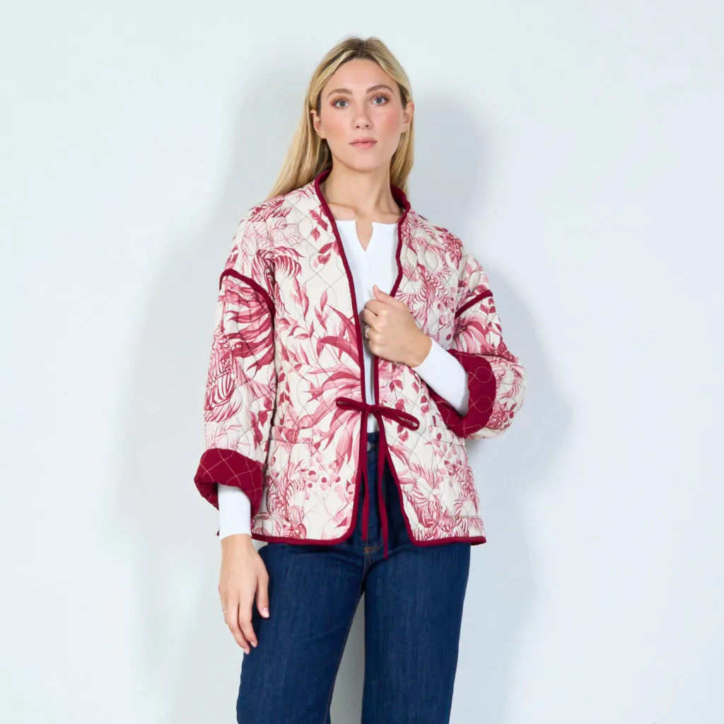 Elegant botanical print quilted jacket wholesale