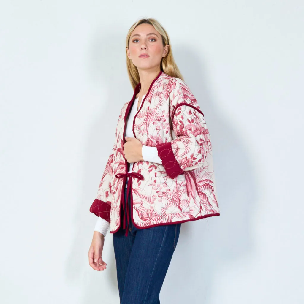 Elegant botanical print quilted jacket wholesale