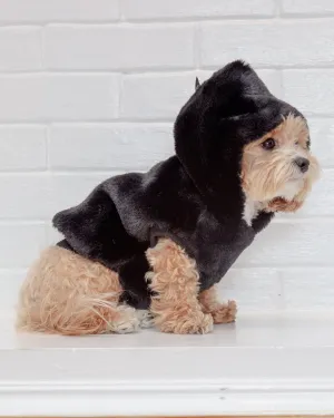 Faux Fur Dog Hoodie in Black << CLEARANCE >>