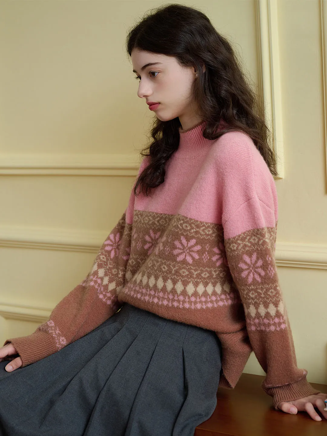 【Final Sale】Savannah Geo Pattern Drop Shoulder Sweater