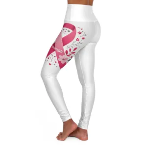 Floral High Waisted Yoga Leggings - Breast Cancer Awareness Activewear Pants, Women's Workout Fitness Gift, Yoga Classes