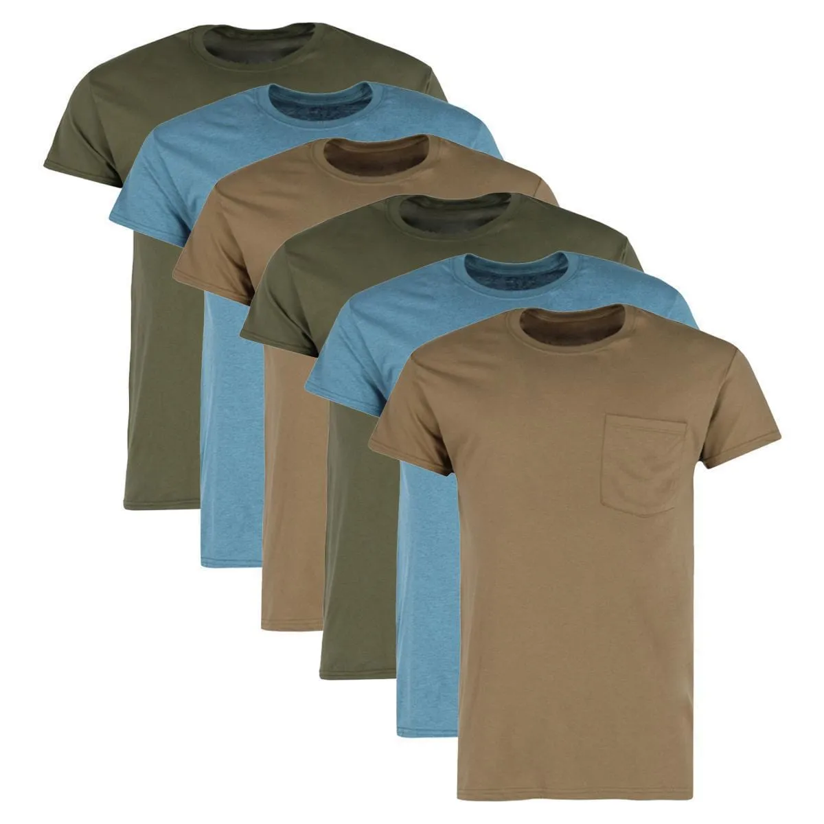 Fruit of the Loom Men's Short Sleeve Pocket T-Shirt Assorted (6 Pack)