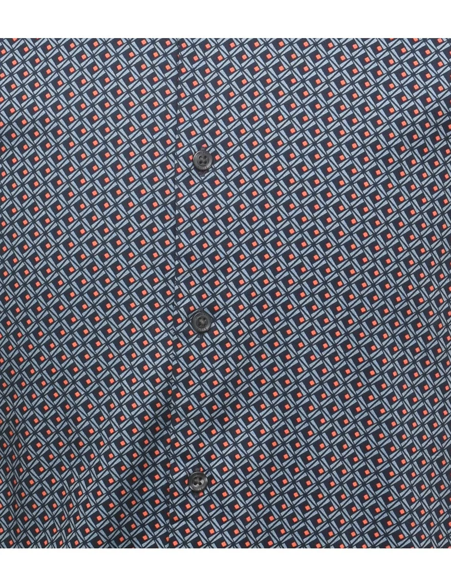 Geometric Pattern Blue & Orange Shirt - XL