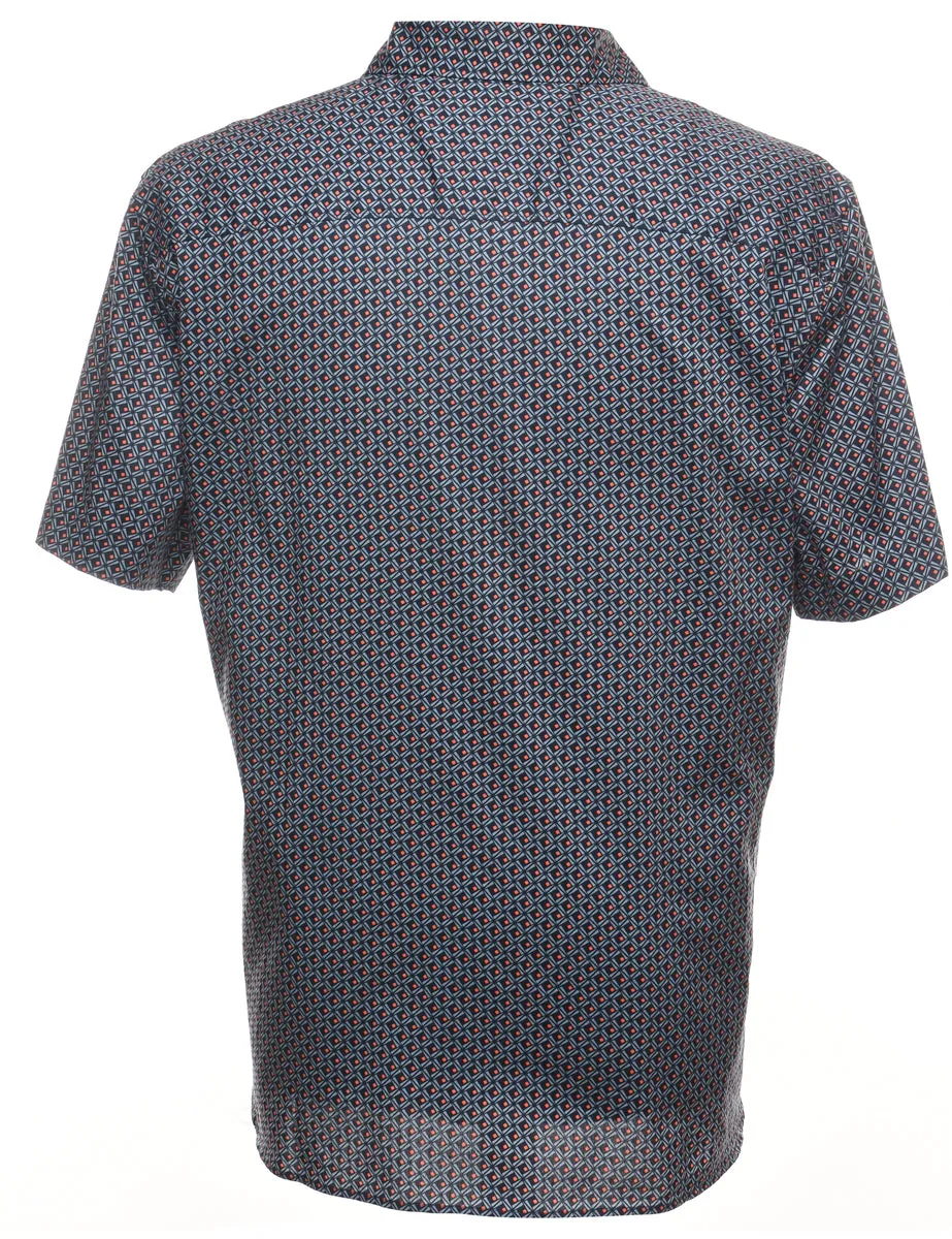 Geometric Pattern Blue & Orange Shirt - XL