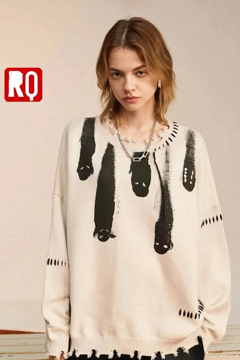 Ghosts distressed knitted sweater