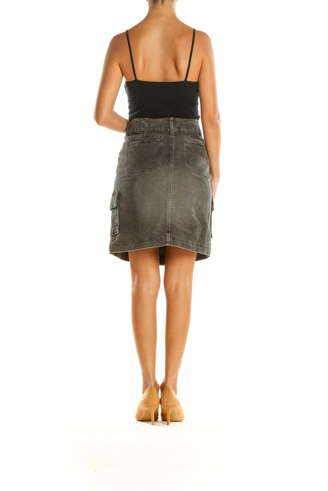 Gray Denim Classic A-Line Skirt