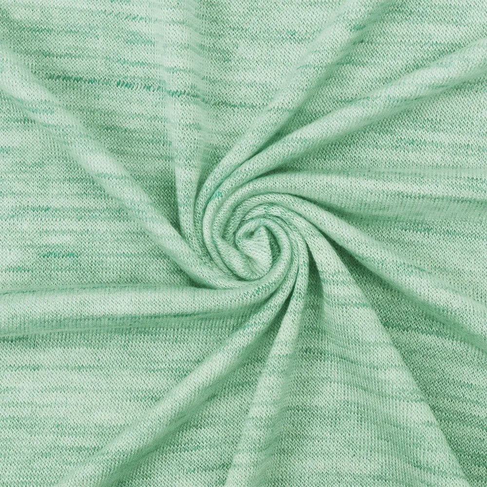 Green-Ivory Slub Stretch Rayon Jersey Knit Fabric