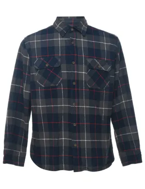 Grey, Red & Navy Classic Checked Shirt - L