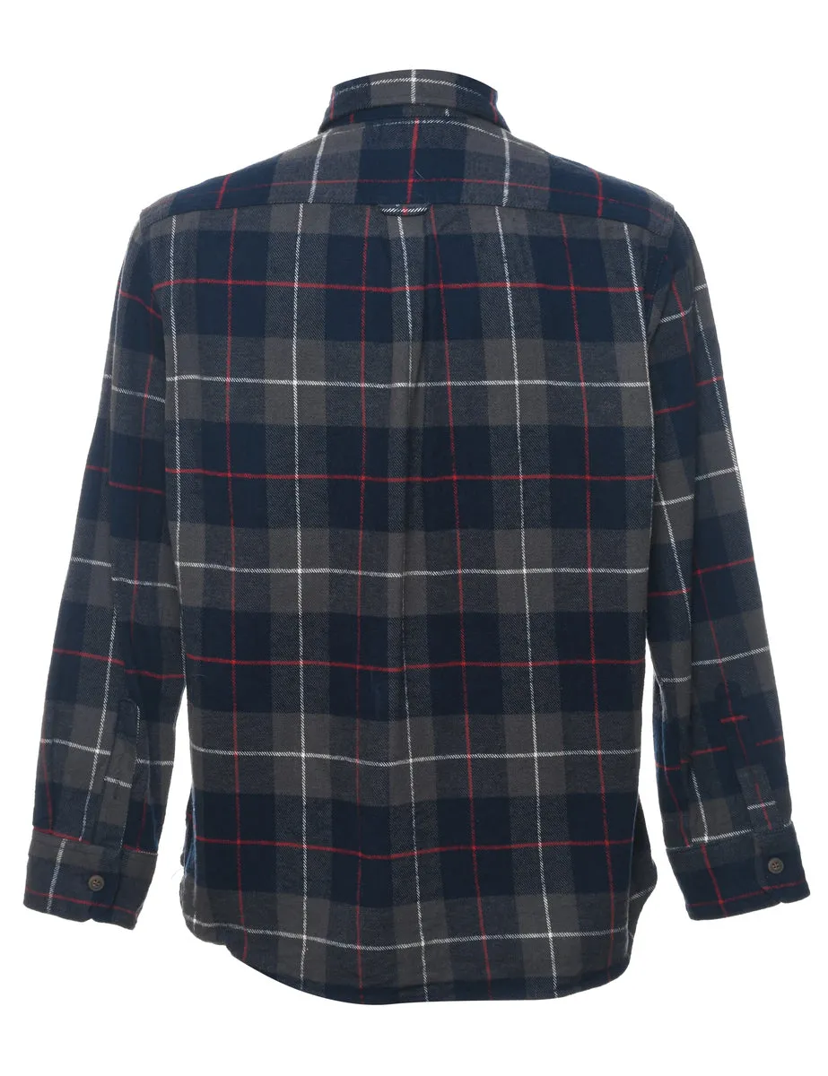 Grey, Red & Navy Classic Checked Shirt - L