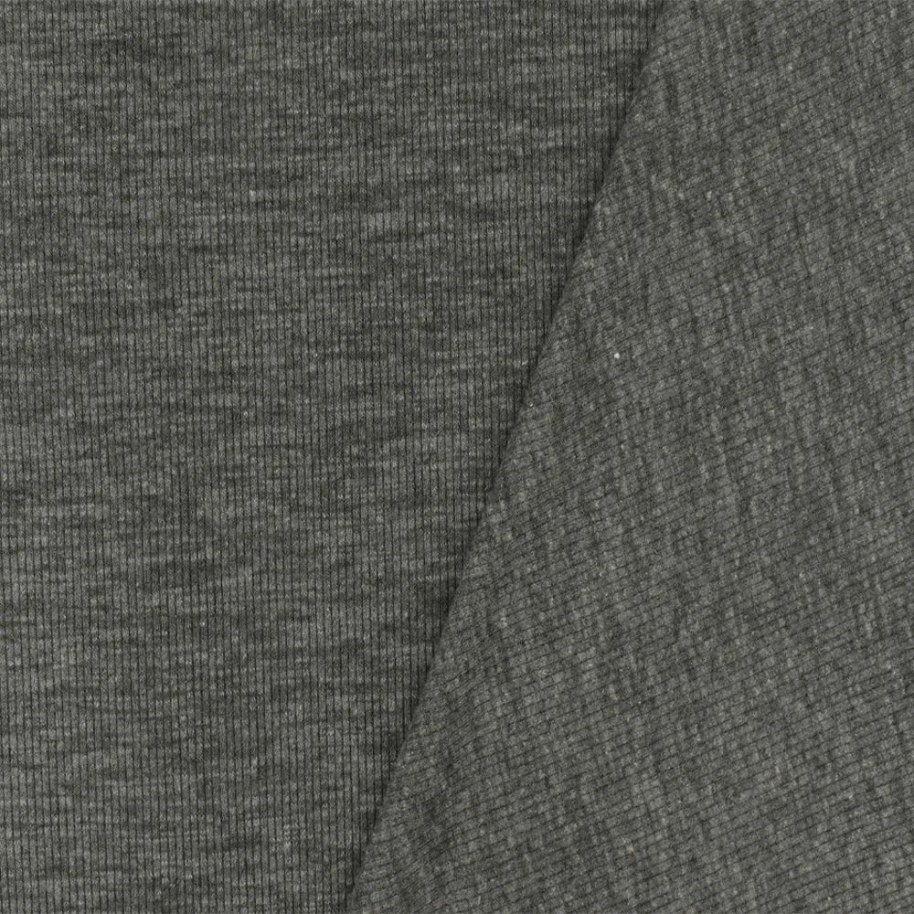 Heather Dark Gray 2x2 Stretch Rib Knit Fabric