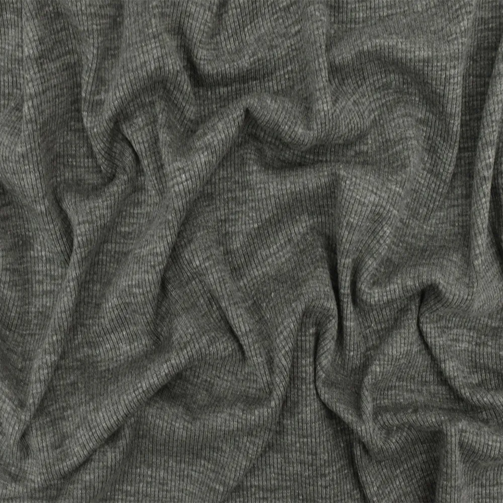 Heather Dark Gray 2x2 Stretch Rib Knit Fabric