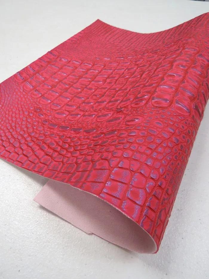 Hot Pink/Lilac Metallic Caiman Gator Vinyl / Sold by the Yard