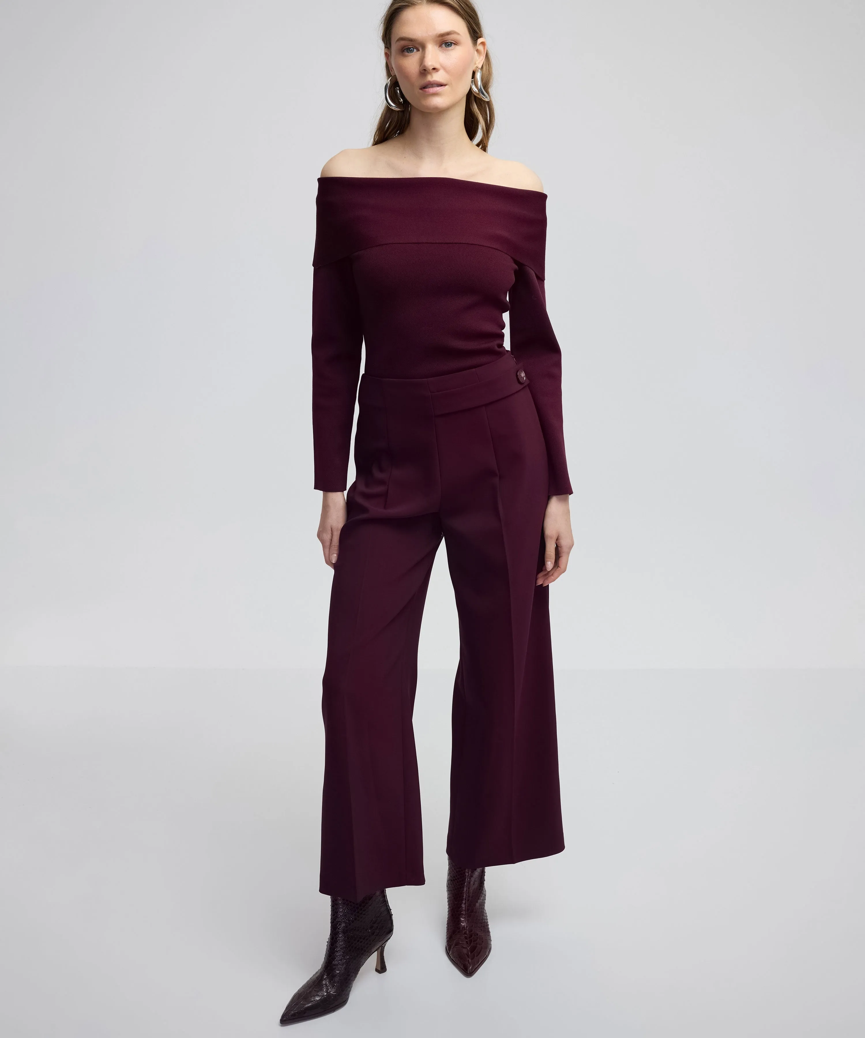 Ipekyol Asymmetrical Belted Trousers Bordoux