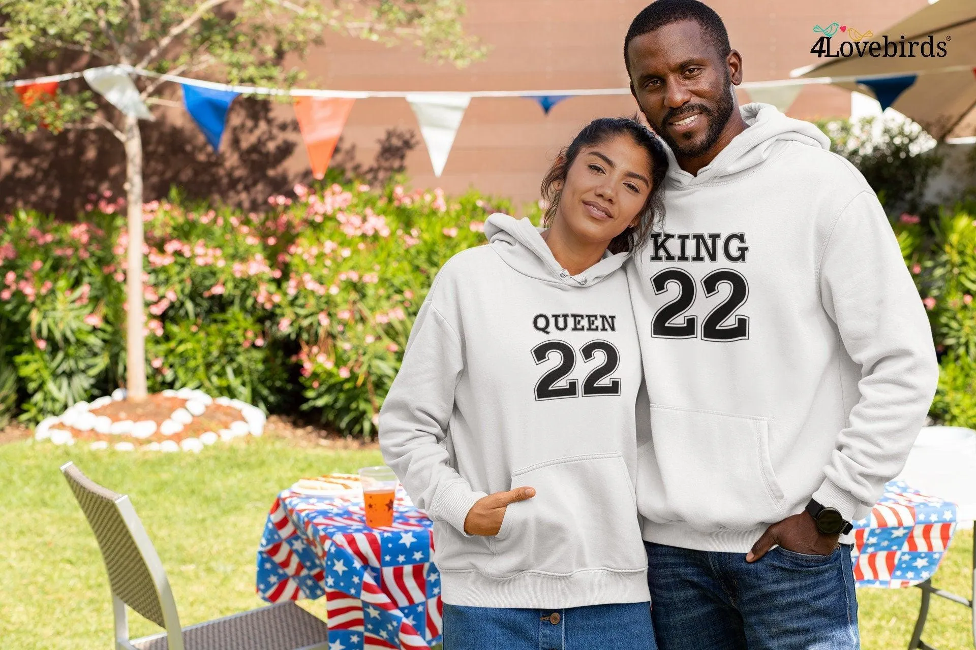 King Queen Hoodie, personalized gift, matching sweatshirts for couple, t-shirts for lovers, King Queen Long Sleeve Shirt for couple