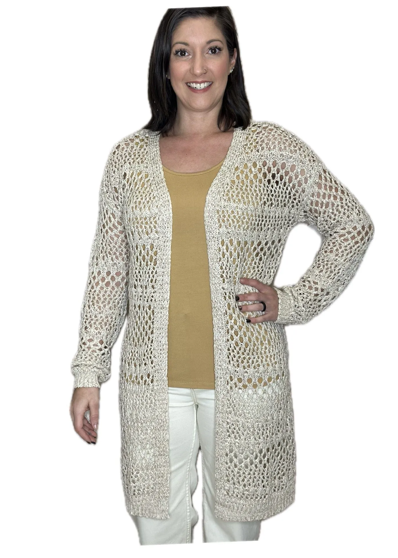 Long Knit Crochet Cardigan by Charlie B