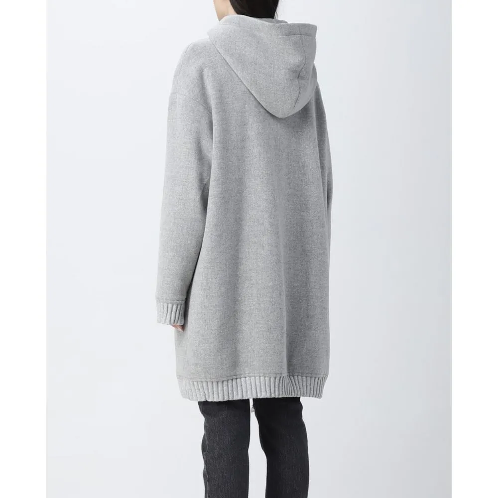 Love Moschino Elegant Grey Wool Hooded Coat