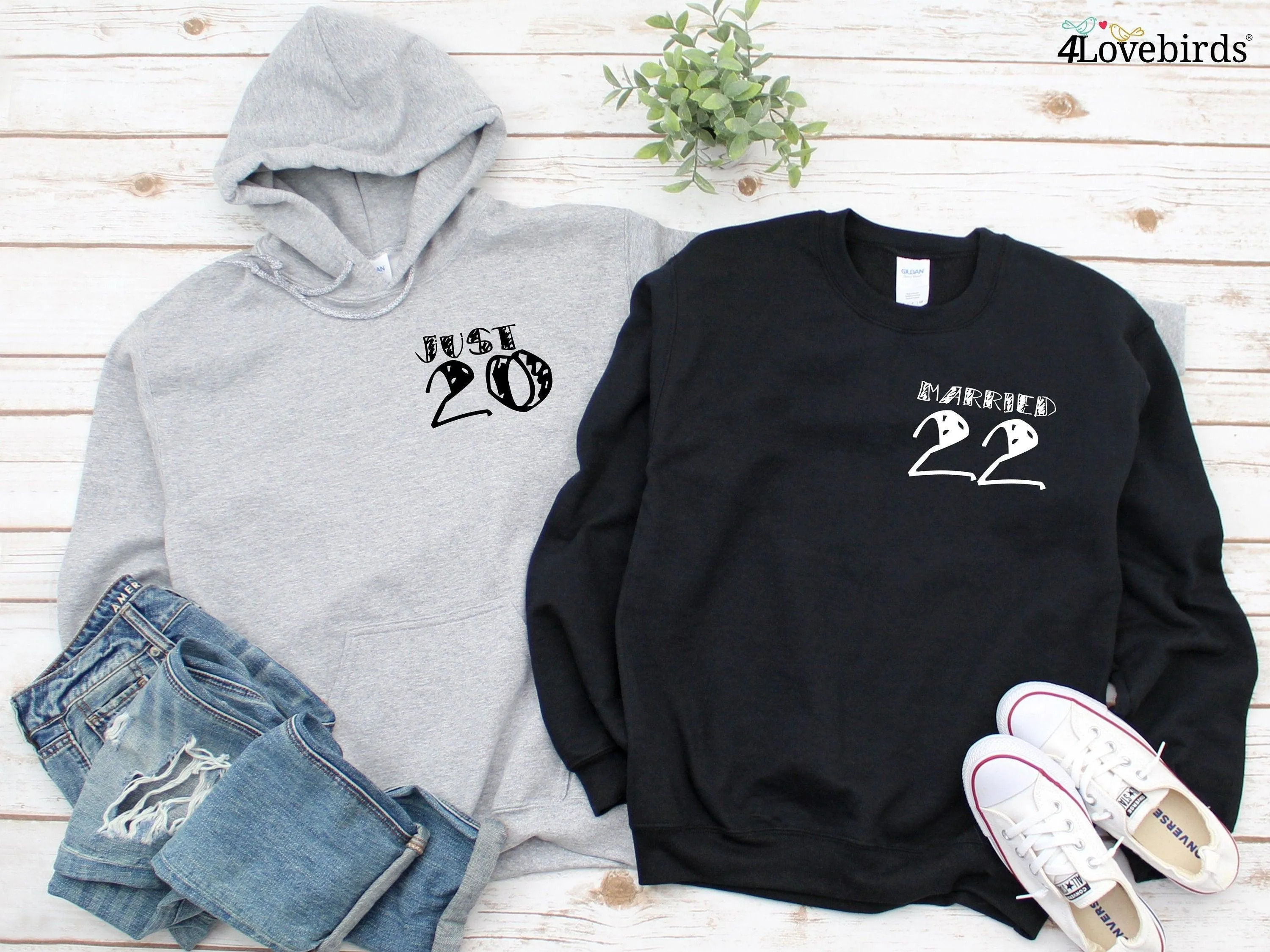 Married 22 Hoodie - Anniversary Gift Tees, Honeymoon sweatshirts, matching shirts, couples gift for her, boyfriend girlfriend, couples funny