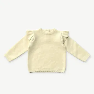 Milan Classic Knit Ruffle Baby Girl Pullover  (Organic)