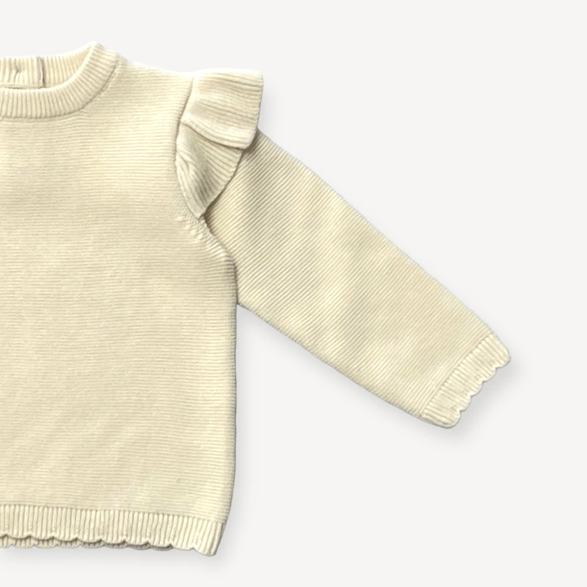 Milan Classic Knit Ruffle Baby Girl Pullover  (Organic)