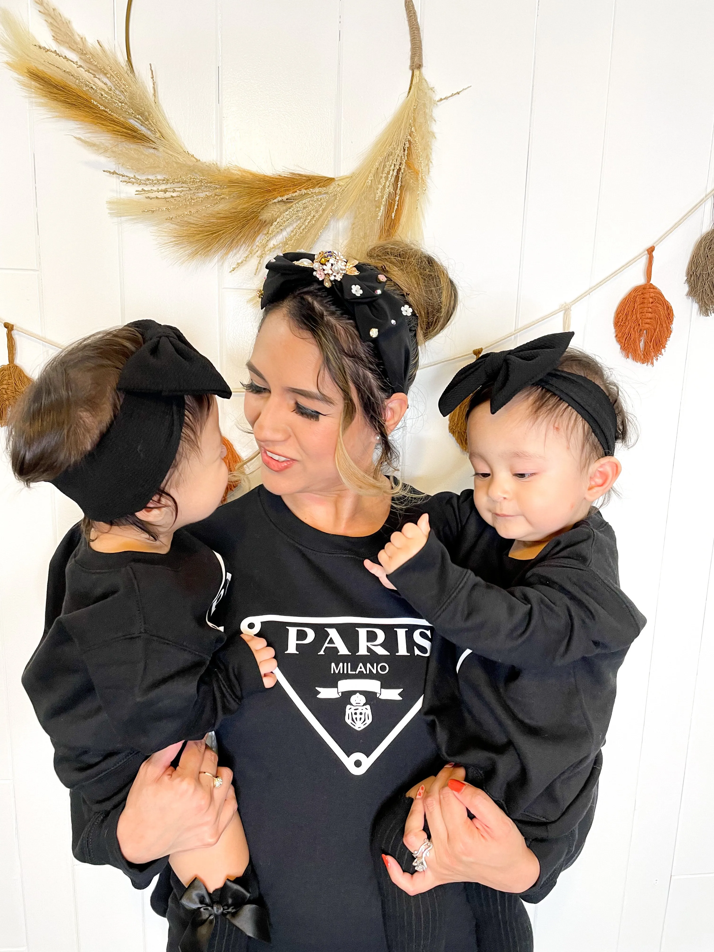 NEW - Paris Milano Black Sweatshirt - Mama and Mini Collection - Adult Sizing