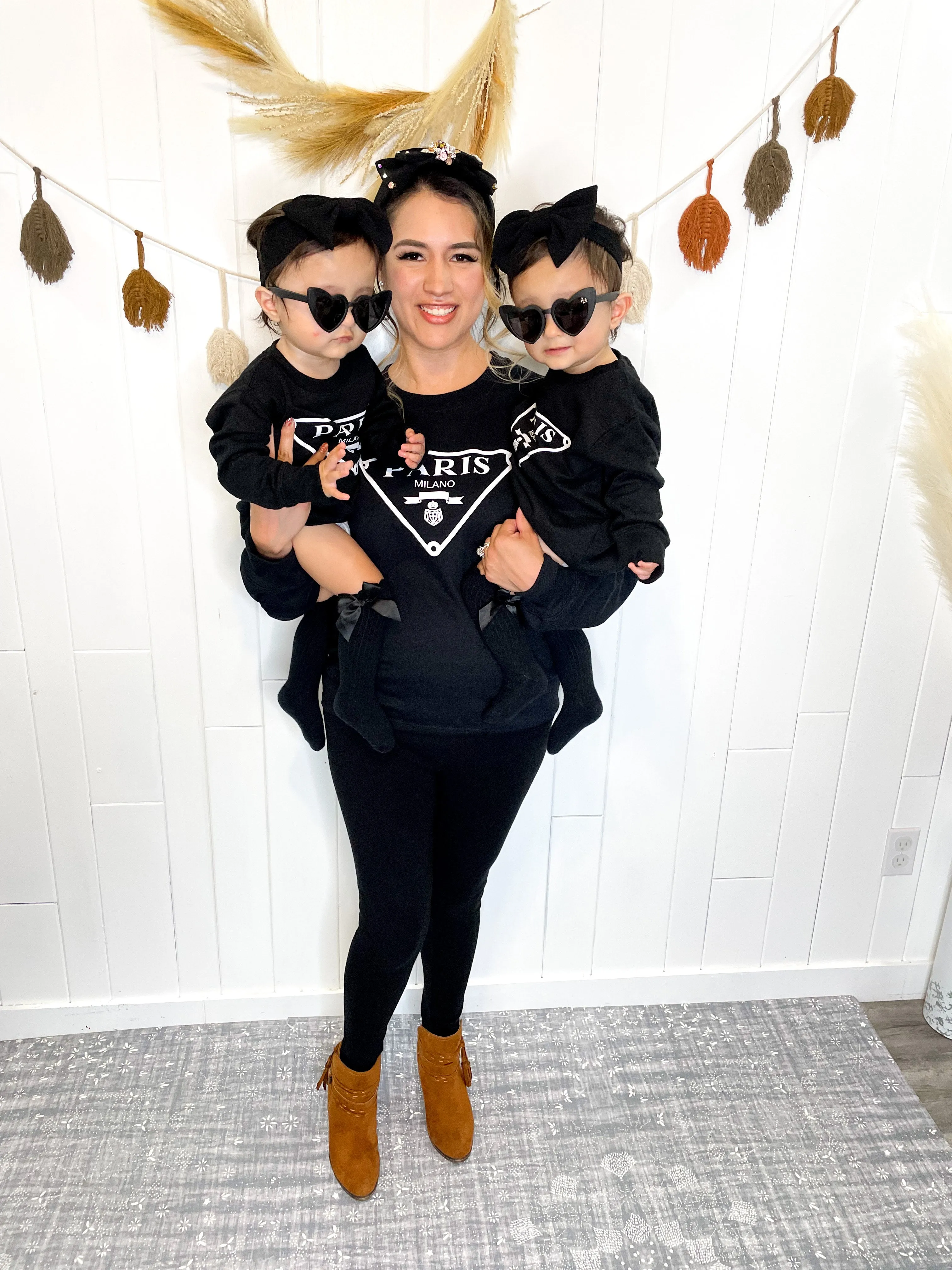 NEW - Paris Milano Black Sweatshirt - Mama and Mini Collection - Adult Sizing