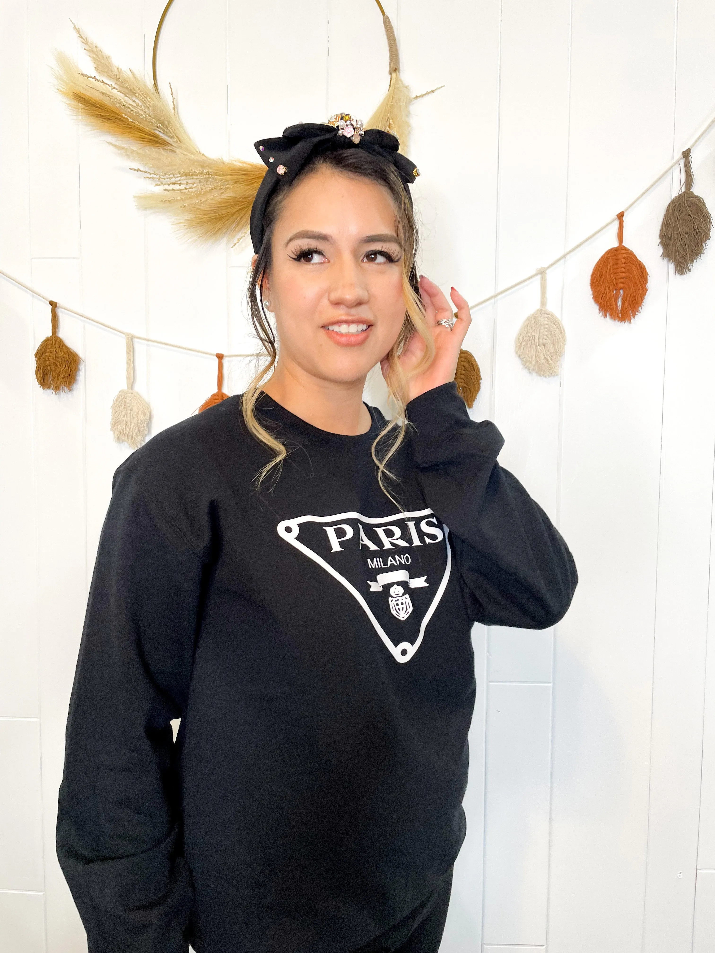 NEW - Paris Milano Black Sweatshirt - Mama and Mini Collection - Adult Sizing