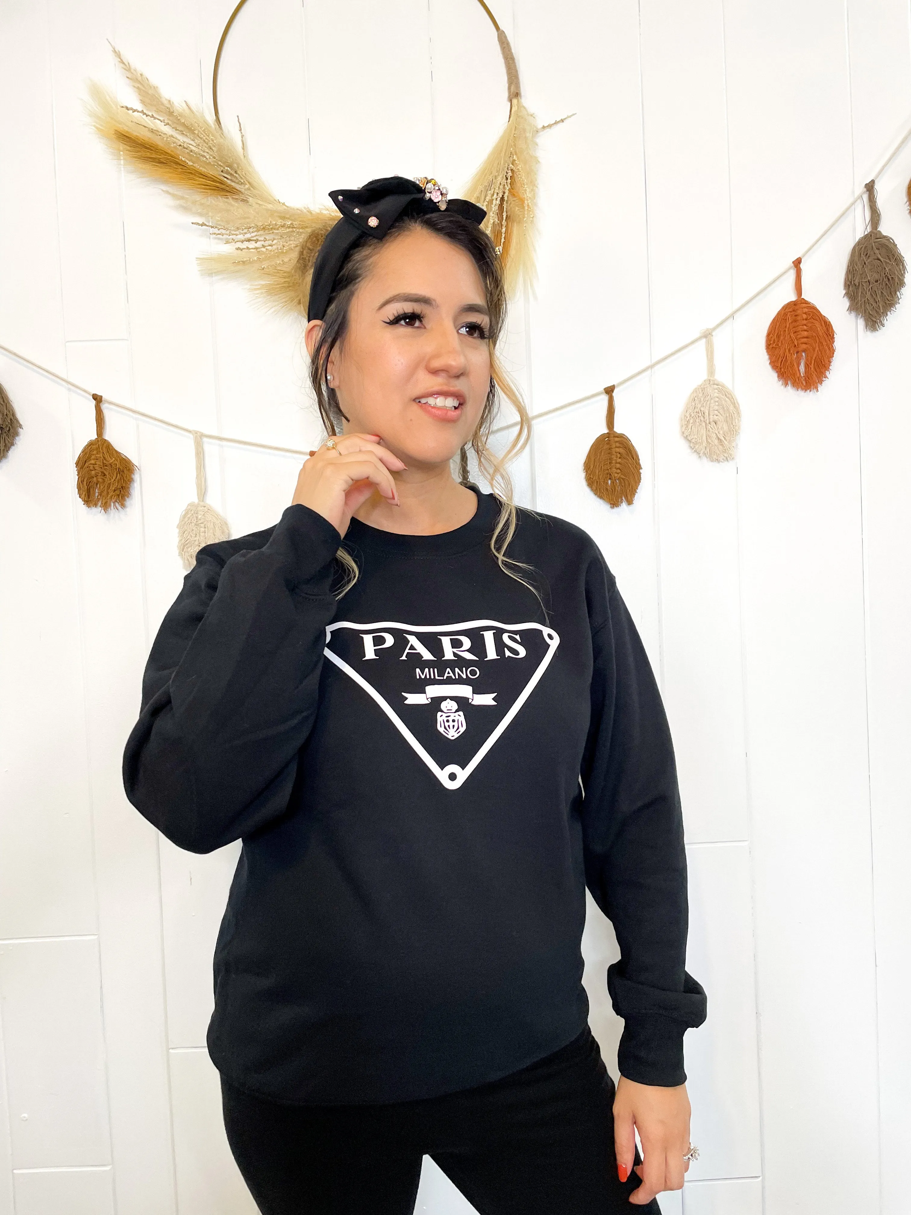 NEW - Paris Milano Black Sweatshirt - Mama and Mini Collection - Adult Sizing